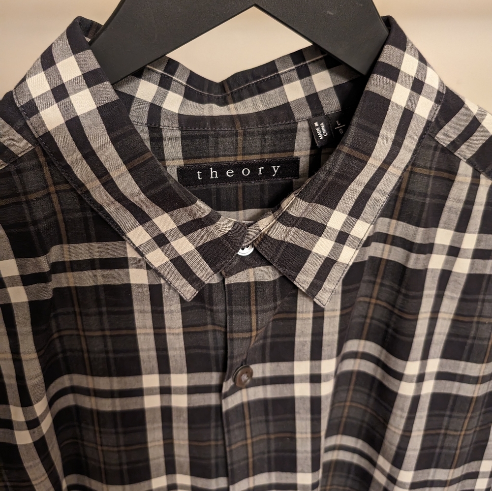 Theory plaid print sport shirt